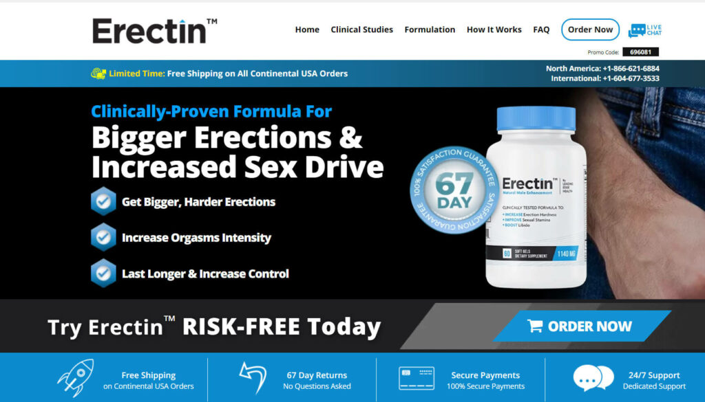 official Erectin website screenshot